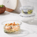 Borossilicate Glass Redond Food Storage com tampas plásticas